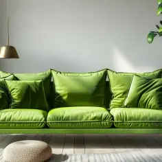 Odważna aranżacja wnętrza - kolorowa kanapa w salonie
